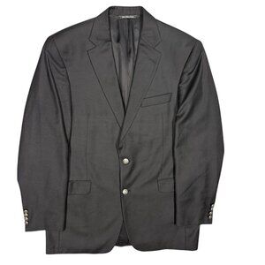 Jack Victor Blazer Wool Sport Coat Metal Buttons Gabardine Black 42L